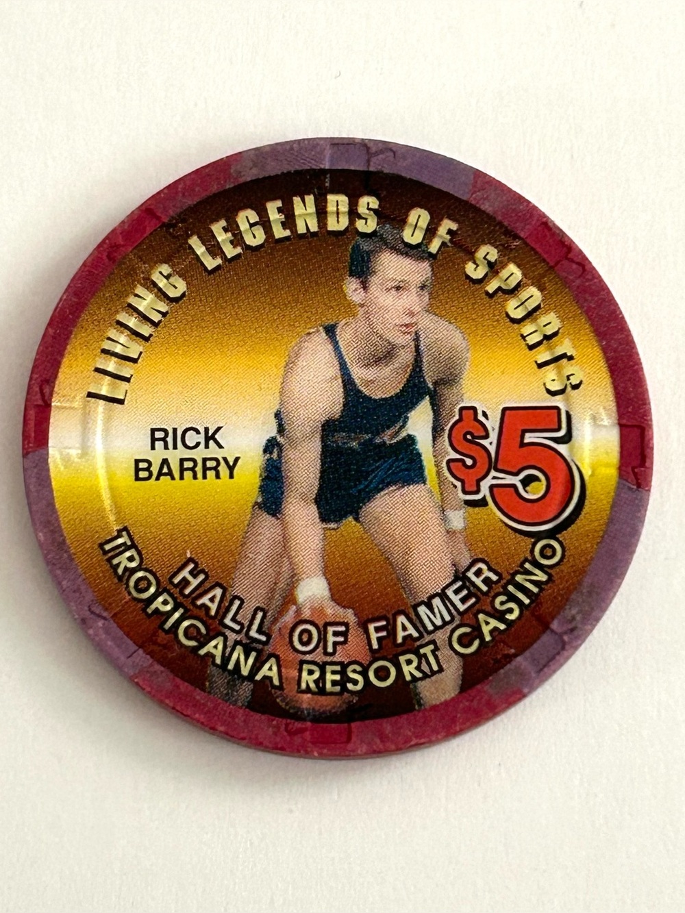 Rick Barry Tropicana Las Vegas $5 Casino Chip Living Legends of Sports